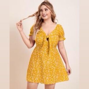 Yellow floral dress in 4X